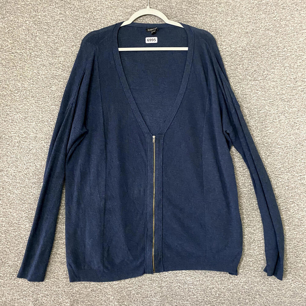 Eileen Fisher Women’s Medium Dark Long Sleeve Zip Viscose Sweater